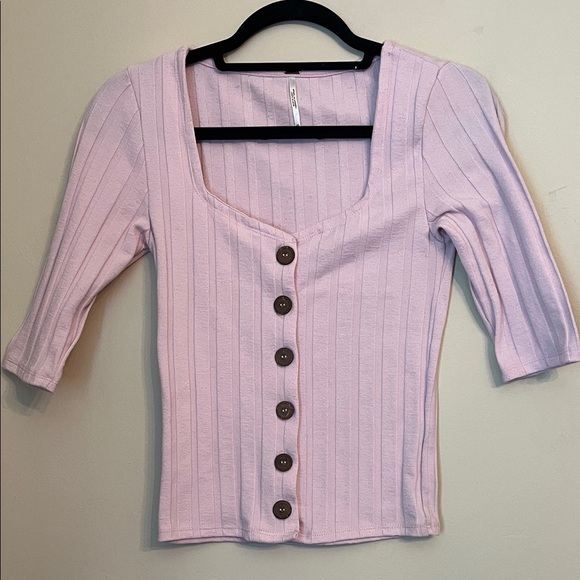 Free People Sweaters - Free People Central Park Baby Pink Three Quarter Sweater Cardigan XS